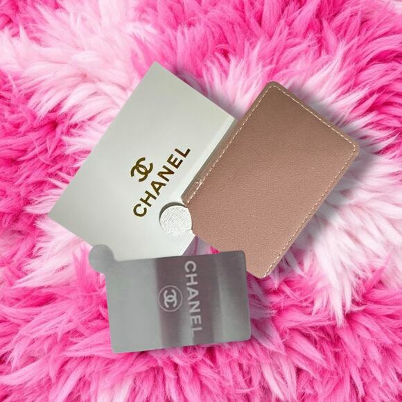 New W/ Box Chocolate Brown Elegant Embossed Chanel Card Holder/Mirror - Picture 2 of 3